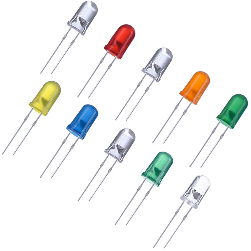 EBOOT 100 Pieces Clear LED Light Emitting Diodes Bulb LED Lamp, 5 mm(Multicolor) - Image 1